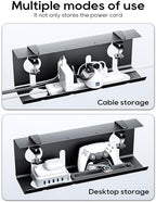 NODOCA No Drill Under Desk Cable Management Tray, 17'' Wire Management, Punch-Free Clamp on, Metal Cable Tray, Wire Organizer Under Desk, Under Desk Basket for Office and Home, Black(2 Packs) - Image 6