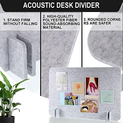 Fabbay 2 Pcs Acoustic Desk Divider Desk Partition for Students 16 x 24 Inch Table Freestanding Privacy Panel Visual Distraction and Noise Reducing for School Classroom Teacher Office (Silver Gray) - Image 3