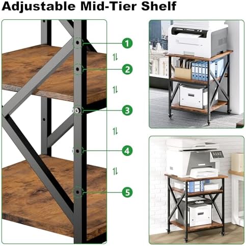 23.6"x23.6"x30.3" Printer Stand with Adjustable Storage Shelf - Image 6
