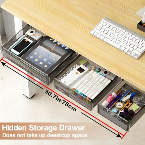 SVNNELP Under Desk Table Drawer Storage Organizer,3 Pack Large & Medium & Small Slide Out Desk Drawers - Hidden Desktop Organizer,Attachable Pencil Storage Tray Under Table(SML) - Image 4