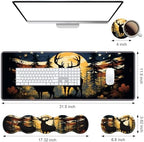 Ergonomic Keyboard Wrist Rest & Mouse Pad Wrist Rest Set, Large XXL Gaming Desk Mat 31.5"x 11.8" with Memory Foam, Easy Typing Pain Relief for Office & Home, American Flag Jungle Deer - Image 2