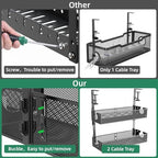 Multi-Model Under Desk Cable Management 2 Pack Metal Under Desk Wire Management Tray Clamp Mount Under Table Cord Management No Damage The Desk - Image 4