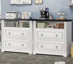 Itaar 2 Drawer File Cabinet, Farmhouse Filing Cabinet for Home Office Fits Letter, Legal, A4 Size, Wood Lateral File Cabinet with Printer Stand, Storage Shelf, White - Image 3