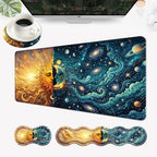 Desk Mat, Mouse Pad with Wrist Rest, 4-in-1 Large Mouse Pads for Desk, Ergonomic Mouse Pad and Keyboard Wrist Rest Gaming Keyboard Mat for Office,Sun and Moon by EFGWSDER