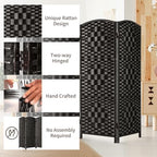 HALLYBEE Short Room Divider, Small Folding Privacy Screens,3 Panel Black - Image 4