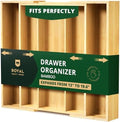 ROYAL CRAFT WOOD Luxury Bamboo Kitchen Drawer Organizer - Silverware Organizer - Utensil Holder and Cutlery Tray with Grooved Drawer Dividers for Flatware and Kitchen Utensils (5 Slot, Natural) by ROYALCRAFTWOOD