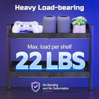 17 inch Adjustable 2-Tier Clamp On Desk Shelf with Hooks - Image 4