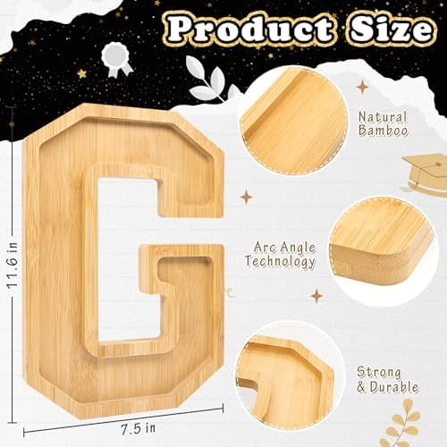 4PCS Wooden Graduation Decorations Number Charcuterie Board Box-(with 14 Balloons) GRAD Charcuterie Numbers Fillable Food Graduation Party Supplies Suitable for 2025 Party Graduation Decoration - Image 4