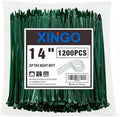 XINGO 14 Inch Garden Green Zip Ties 1200PCS, 75 LBS Ultra Strong Tensile Strength, UV Resistant Cable Ties, Self-locking Plastic Ties for Indoor and Outdoor Use by XINGO