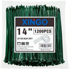 XINGO 14 Inch Garden Green Zip Ties 1200PCS, 75 LBS Ultra Strong Tensile Strength, UV Resistant Cable Ties, Self-locking Plastic Ties for Indoor and Outdoor Use by XINGO