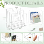 4 Section Clear Acrylic File Organizer, Inclined Desktop File Sorter - Image 2