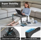 Lap Desk for Bed Adjustable Height, Foldable Bed Table with Storage Drawer, Tablet Slot & Cup Holder, Portable Laptop Stand for Bed & Sofa, Bed Desk for Adults & Kids, Deep Stone Color - Image 5