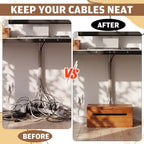 Novabright Double Layer Wooden Cable Management Box Large with Lid Power Strip Cord Organizer Hider for Desk TV Stand Home Office - Image 4