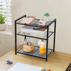 Desktop Shelf Organizer, 3-Tier Office Storage Rack, Adjustable Metal Bookshelf for Top of Desk, Desk Organizer for Office, Home, Dorm and Small Spaces (Black) - Image 4