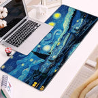 Keyboard Wrist Rest and Mouse Pad Set,31.5x11.8 Inches Desk Mat,Waterproof Non-Slip Ergonomic Wrist Support for Pain Relief,Extended Desk Protector for Office Home Gaming,Starry Night Sky Art - Image 2