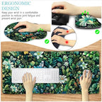 LIMKRIAN Floral Large Desk Mat Set, Green Mouse Pad with Wrist Rest - Image 3