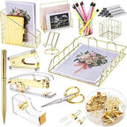 Yaomiao 13 Pcs Desk Accessories Set Organizer Office Supplies, Gold by Yaomiao