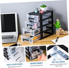 Angoily 4 Drawer Desk Organizer, Plastic Home Office Storage Organizer, Makeup Organizer Storage Station Cube, Cosmetics Jewelry Storage Box, 4 Drawer for Bathroom, Desk, Office (8.31x5.98x9.92 Inch) - Image 6