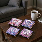 4Pcs Purple Animals PU DIY Diamond Art Painting Sticky Notes Holder (640 Blank Notepads) Cube Note Box Mosaic Craft Set for Office Accessories Desk Office Workplace - Image 5
