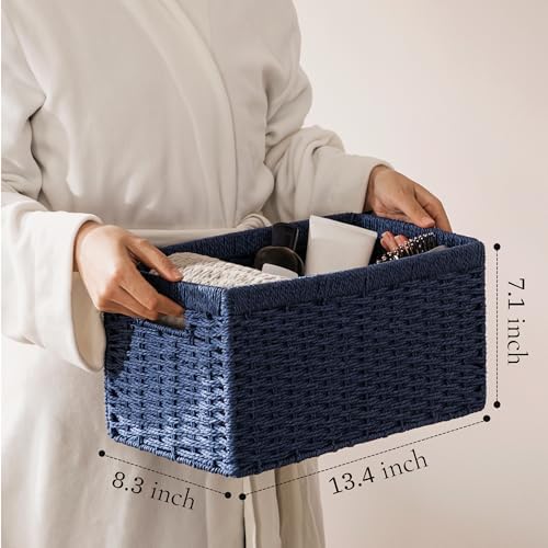 joybest Wicker Baskets for Shelves, Hand-woven Storage Baskets Green - Image 2
