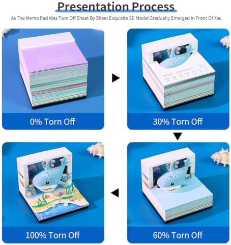 3D Calendar 2027, Desk Time Piece Calendar 2027,Tear-Away 3D Paper Art Notepad w LED Lights,Creative 3D Memo Artsy Pad Calendars, DIY Paper Carving Gift (Ocean Shark) - Image 6