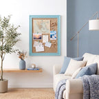 Pinkunn 13"×17" Linen Fabric Bulletin Board with Ribbon Wall Decor, Blue - Image 5