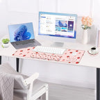 Large Keyboard Mouse Pad Set, Extended Mouse Pad+Keyboard Wrist Rest Support, Memory Foam Ergonomic Easy Typing, 4Pcs (31.5×11.8 in) Desk Pad Set for Office Home,Cute Strawberry Pattern - Image 3