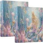 Beautiful Mermaid Coral Round Ring Binders 1.5 Inch 3 Ring Binder with Clipboard Holds 200 Sheets Office Home School by SHJI