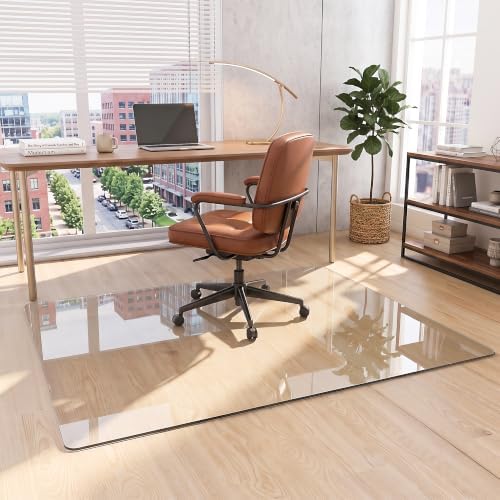 48"x72" Tempered Glass Office Chair Mat for Carpet & Hardwood Floor by Unknown