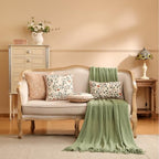 ISAENNE Designer Elegant Linen Throw Pillow Cover,Set of 2,20"x12"-Flora A - Image 3