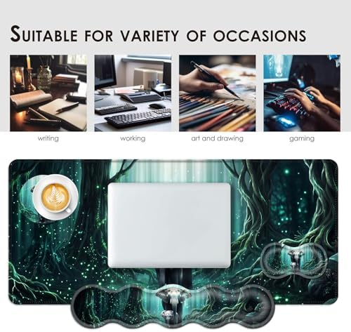 Large Keyboard Mouse Pad Set, Extended Mouse Pad+Keyboard Wrist Rest Support, Memory Foam Ergonomic Easy Typing, 4Pcs (31.5×11.8 in) Desk Pad Set for Office Home,Elephant Baby and Mom - Image 7