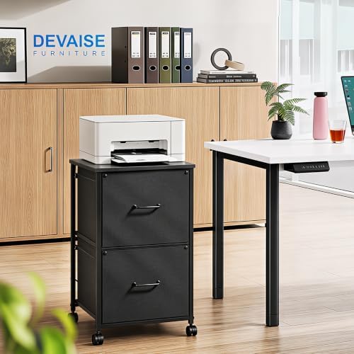 DEVAISE 2 Drawer Mobile File Cabinet, Rolling Printer Stand - Image 2