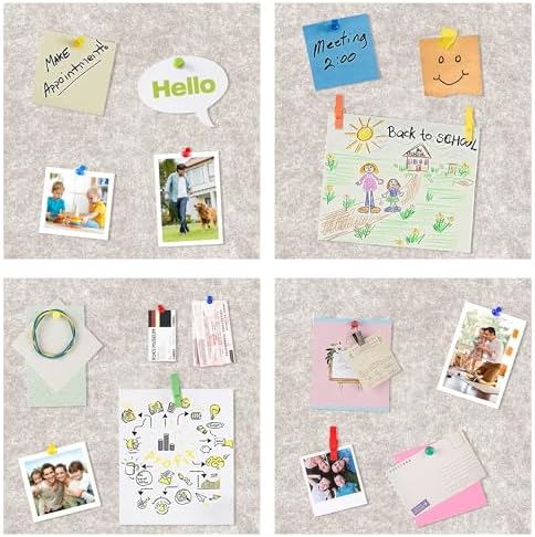 AKTOP Cork Bulletin Board 12x12, 1/2" Thick Felt Cork Board Tiles 12 Pack, Small Square Pin Board for Wall, Self Adhesive Corkboards with 120 Push Pin Wood Clips for School, Home & Office, Latte - Image 4