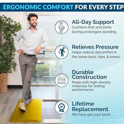 ComfiLife Anti Fatigue Floor Mat – 3/4 Inch Thick Kitchen Mats for Floor, Standing Desk Mat, Kitchen Rug – Comfort at Home, Office – Durable – Stain Resistant – Non-Slip Bottom (20" x 39", Mustard) - Image 3