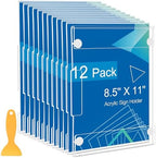 12 Pack Acrylic Sign Holder 8.5 x 11 Wall Mount, Vertical & Horizontal Use, Wall Sign Holder Memo Document Menu Holder for Office Store Restaurants Wedding Party Decoration, No Drilling by DECOHOBO