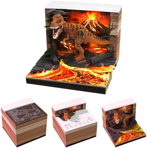 3D Calendar 2027, Tear-Away Desk Calendar, Paper Art Memo Pad, LED Light (Tyrannosaurus Rex) by Unknown