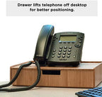 MobileVision Bamboo Telephone Stand with Drawer Stackable Storage Solution for Office Products Pens, Pencils, Scissors, Notepads, Business Cards and More - Image 3