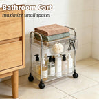 2 Tier Utility Rolling Cart with Wheels Sofa Side Table Small Under Desk Storage Organizer, Clear Acrylic Plastic Mobile Trolley Organization Storage Cart for Kitchen Pantry Bathroom Vanity - Image 6