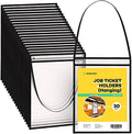 Hanging Job Ticket Holders 9x12 - (30 Pack), 8.5 x 11 Letter Size, Dry Erase Pockets, Clear & Black Plastic Sleeves - Reusable, Water-Resistant by PaperPlan