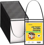 Hanging Job Ticket Holders 9x12 - (30 Pack), 8.5 x 11 Letter Size, Dry Erase Pockets, Clear & Black Plastic Sleeves - Reusable, Water-Resistant by PaperPlan