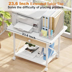 EasyCom Large Printer Stand with Fabric Storage Drawer and Locking Wheels - Image 2