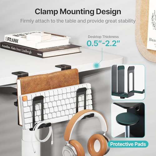 PEGZONE Laptop Stand Vertical, 2-Slot Under Desk Laptop Holder, Black - Image 5