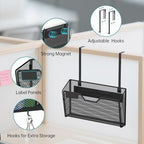 6 Pack Magnetic File Holder with Hooks and Labels, Black - Image 4
