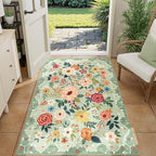 DUKINO 3x4 Area Rug, Floral Washable Rug for Kitchen Non Slip, Green - Image 4