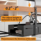 Under Desk Cable Management Tray, Expandable Length 25.2"-38.6",No Drill No Damage to Desk,Cable Tray with Clamp for with Wire Management,for Cord Organizer for Home Office Standing Desk, Black - Image 5