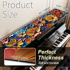 Piano Top Runner Mat, Non-Slip Rubber Bottom, Free Cut Protector Dust-Proof Covers for Musical Instrument, Chiffonier, Chest of Drawers, TV Stand, Television Cabinet (Oil Painting Floral, 61" x 13.8") - Image 2