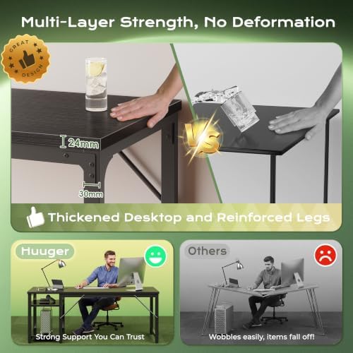 Huuger 63'' x 19.7'' Computer Desk with Power Outlets, 0.95'' Thick Desktop - Image 4