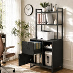 Homieasy Vertical Filing Cabinet with Bookshelf for Home Office, Black - Image 5