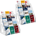 YEXEXINM 2 Pack 5 Tier Brochure Holder 12x13 Inch Acrylic Literature Display Stand Holds 3 Brochures in One Row Clear Pamphlet Holder Display Stand for Flyers Booklets Table Signs Office Store Home by YEXEXINM