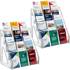 YEXEXINM 2 Pack 5 Tier Brochure Holder 12x13 Inch Acrylic Literature Display Stand Holds 3 Brochures in One Row Clear Pamphlet Holder Display Stand for Flyers Booklets Table Signs Office Store Home by YEXEXINM